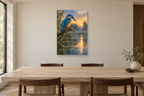 Kingfisher Moment in a dining room — interior mockup with the complete original artwork