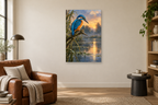 Kingfisher Moment in a reading corner — interior mockup with the complete original artwork