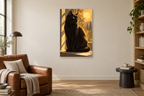 Black Cat Sun in a reading corner — interior mockup with the complete original artwork