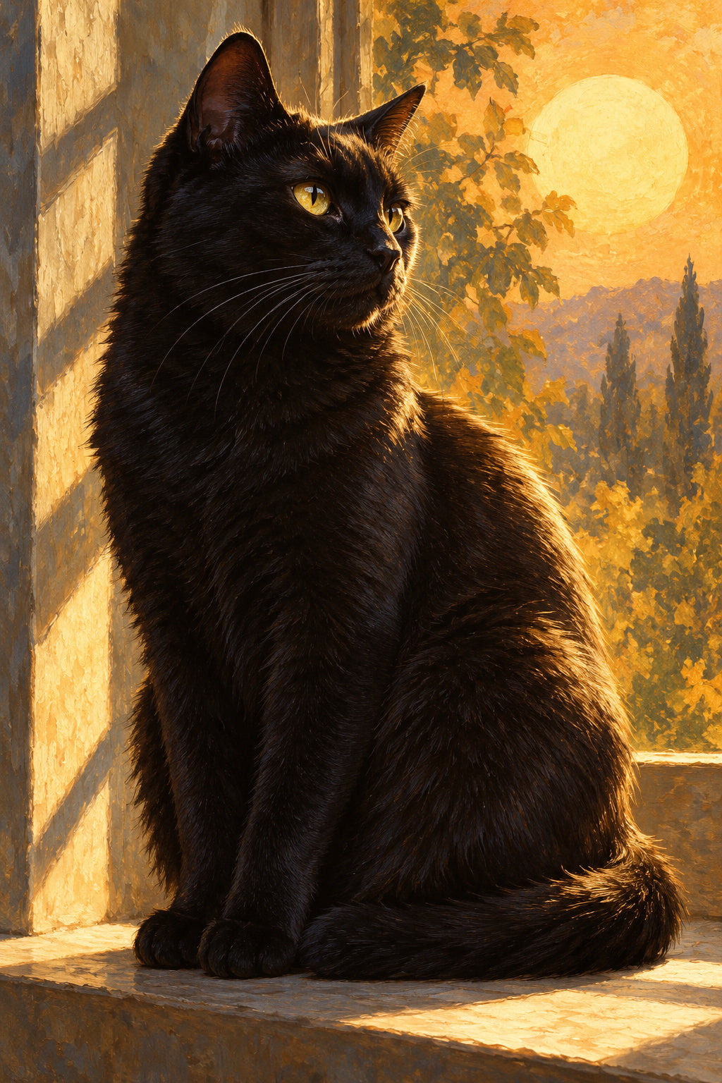Black Cat Sun — original canvas artwork