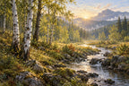 Birch Morning — original horizontal canvas artwork