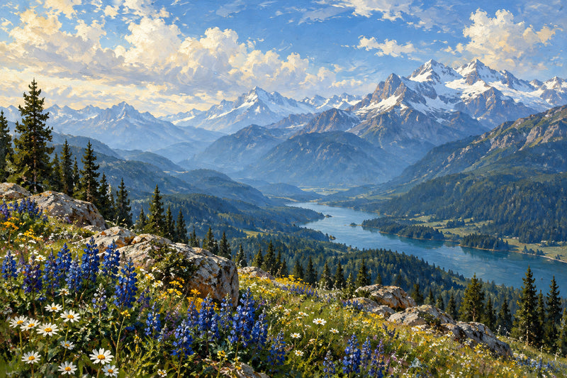 Snowline Blue — original horizontal canvas artwork