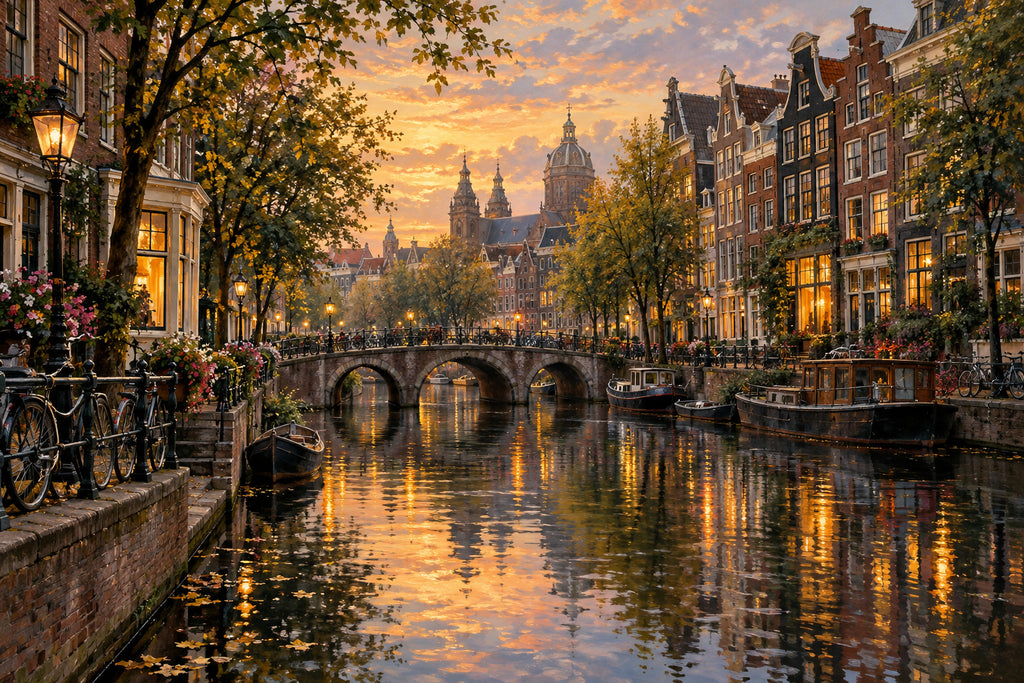Amsterdam Reflections — original horizontal canvas artwork