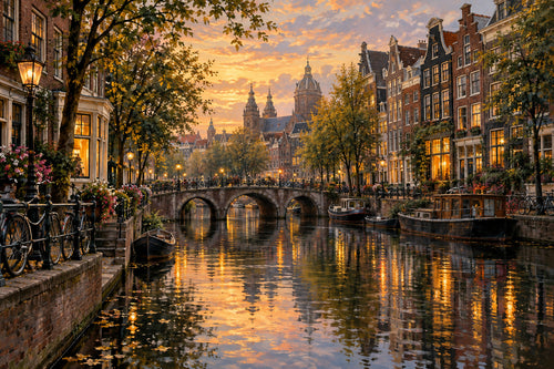 Amsterdam Reflections — original horizontal canvas artwork