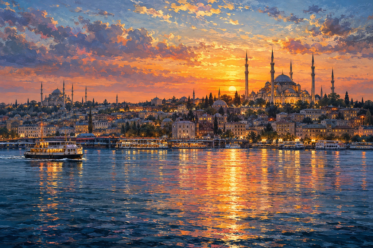 Istanbul Across Water — original horizontal canvas artwork