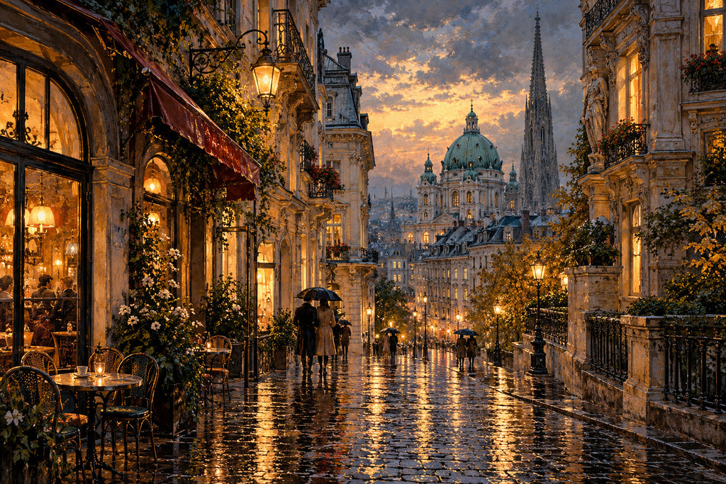 Vienna Rain — original horizontal canvas artwork