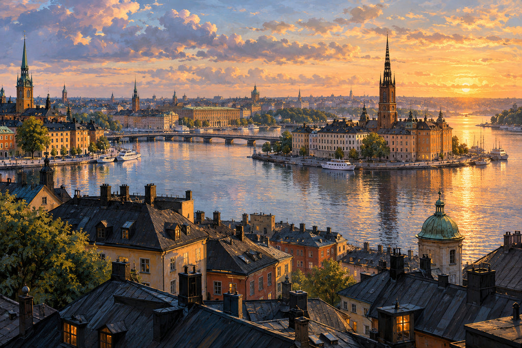 Stockholm Waterfront — original horizontal canvas artwork