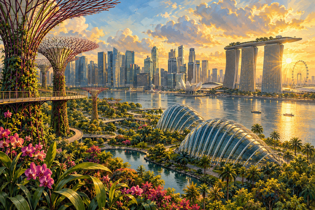 Singapore Garden City — original horizontal canvas artwork