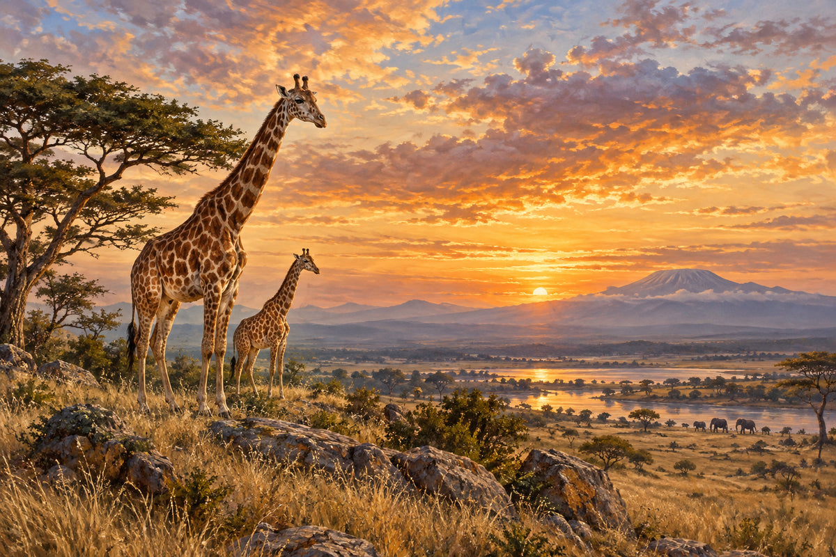 Giraffe Horizon — original horizontal canvas artwork