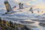 Cranes In Flight — original horizontal canvas artwork