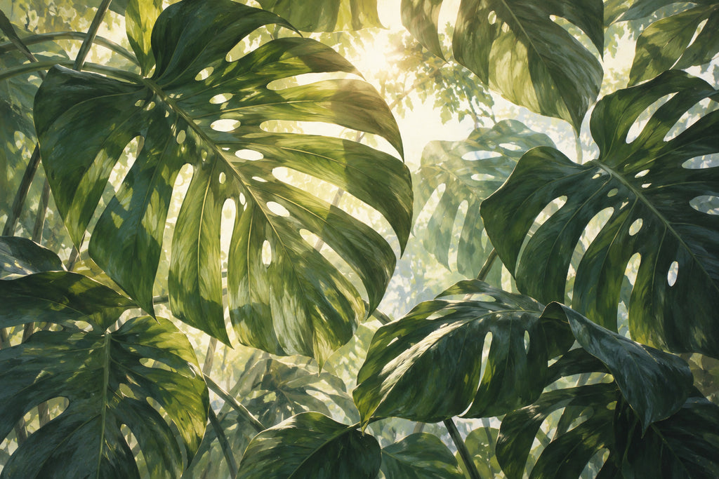 Monstera Canopy — original horizontal canvas artwork