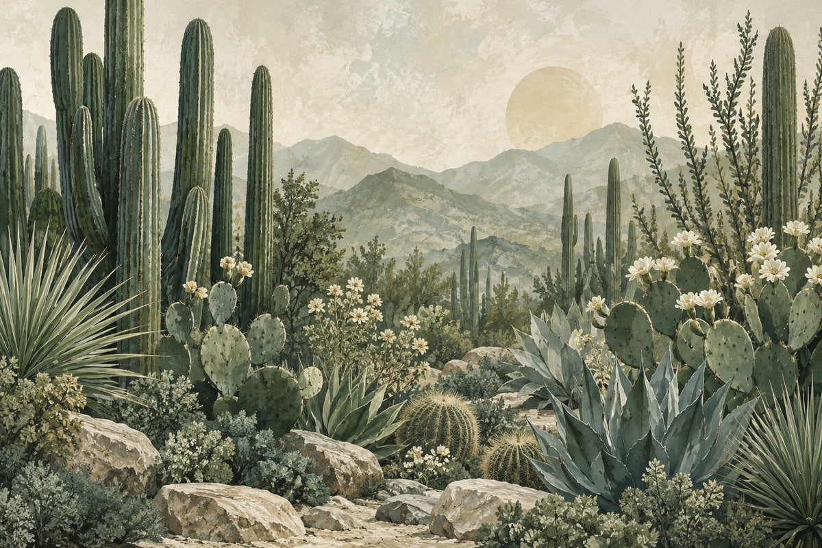 Cactus Garden — original horizontal canvas artwork