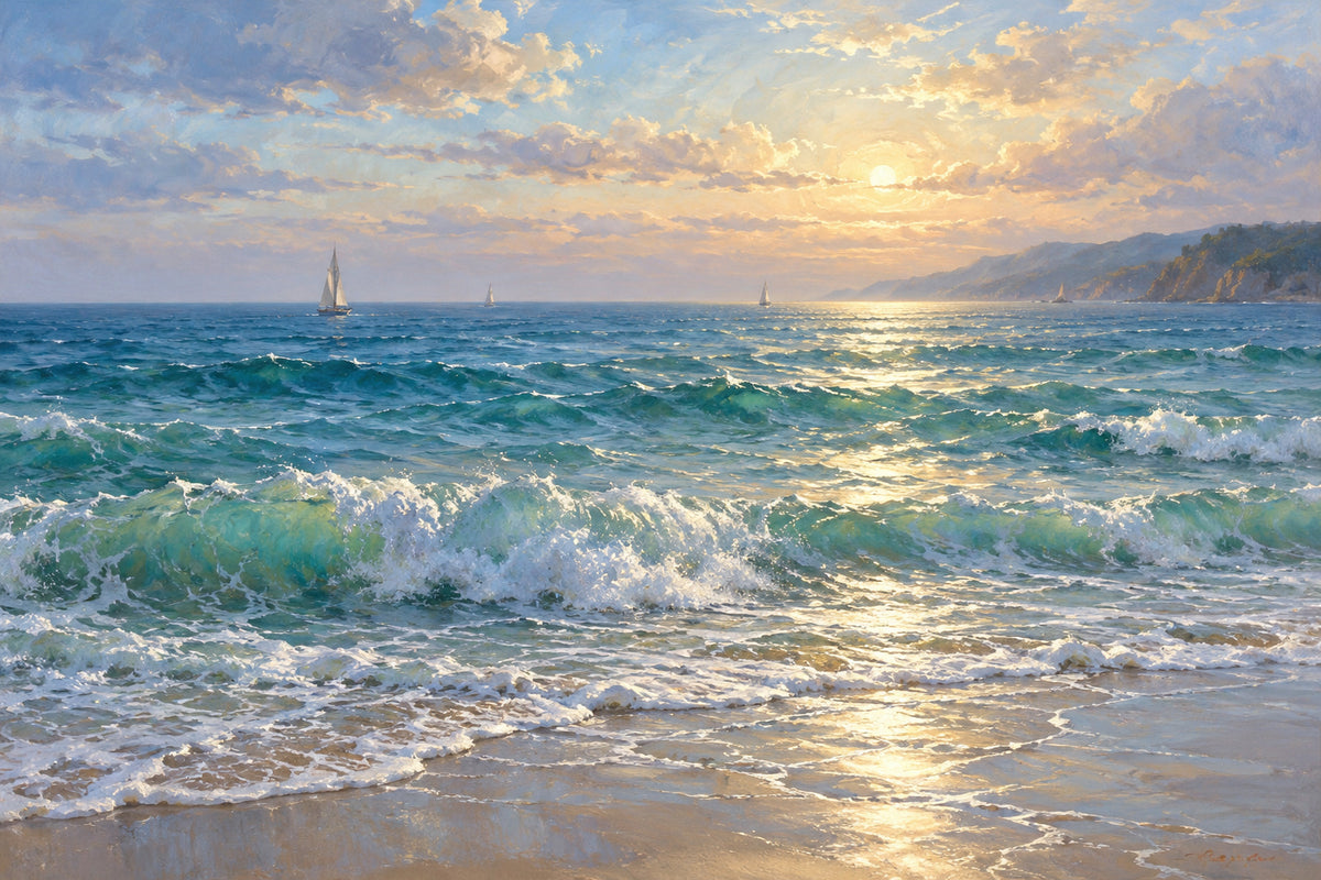 Seafoam Rhythm — original horizontal canvas artwork