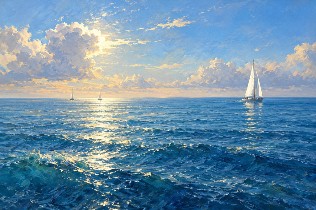 Sailing Into Blue — original horizontal canvas artwork