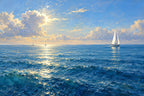 Sailing Into Blue — original horizontal canvas artwork