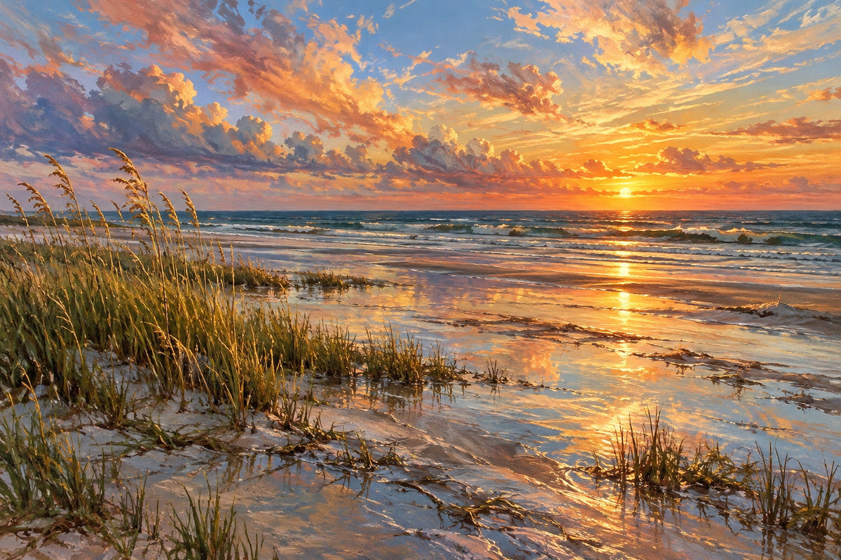 Seagrass Sunset — original horizontal canvas artwork