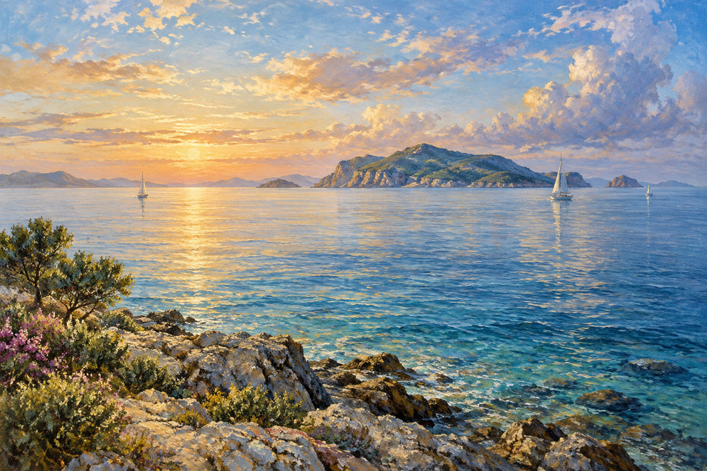 Island Horizon — original horizontal canvas artwork