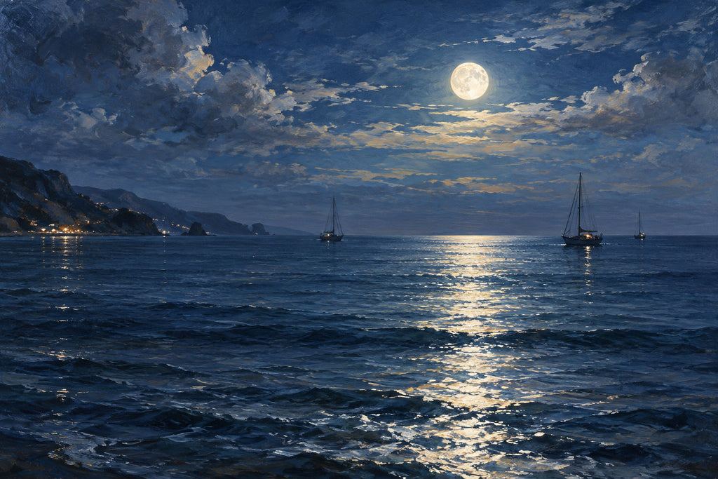 Moon Over Water — original horizontal canvas artwork