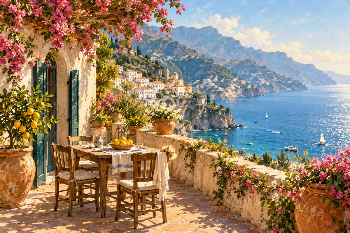 Amalfi Terrace — original horizontal canvas artwork
