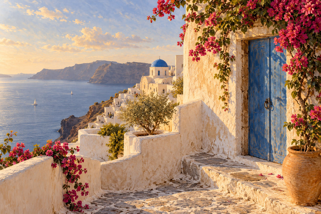 Santorini Stillness — original horizontal canvas artwork