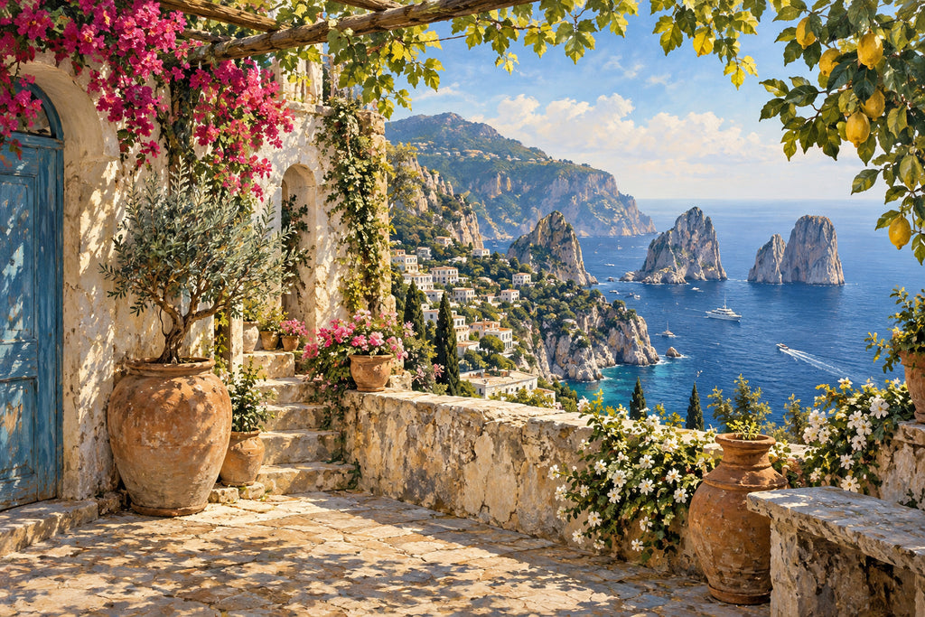 Capri Blue View — original horizontal canvas artwork