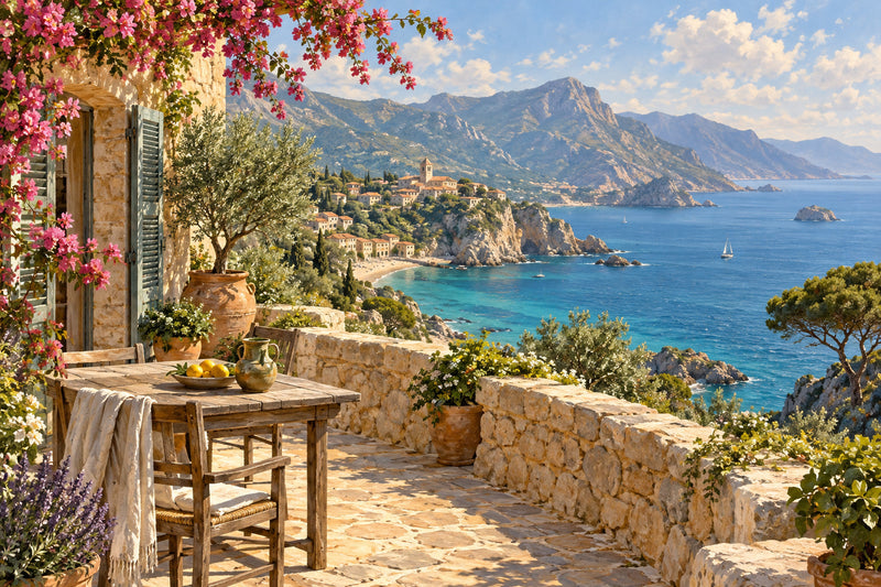 Corsican Bay — original horizontal canvas artwork