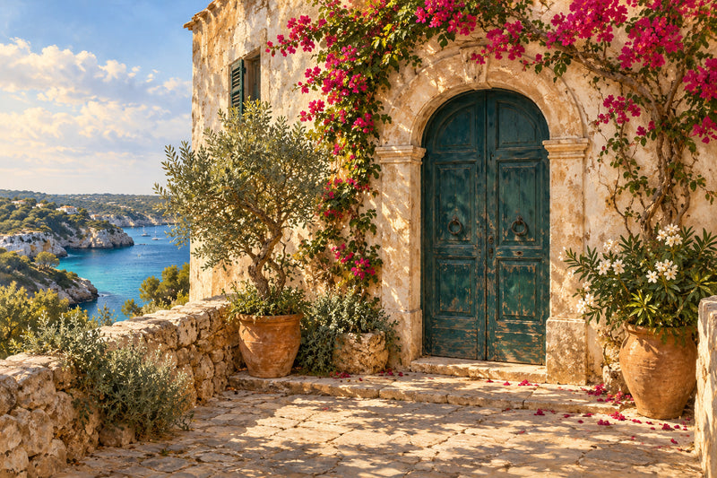 Menorca Doorway — original horizontal canvas artwork