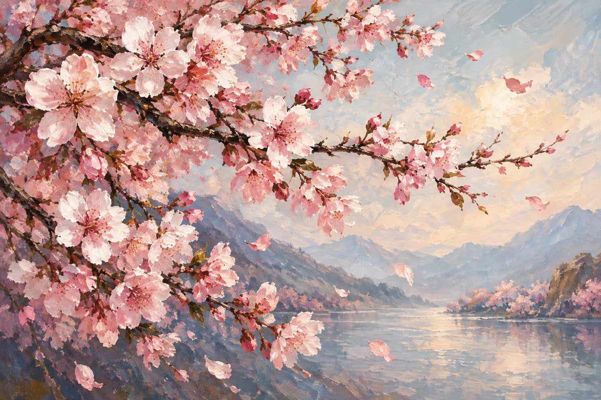 Cherry Blossom Breeze — original horizontal canvas artwork