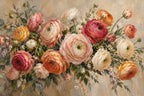 Ranunculus Bouquet — original horizontal canvas artwork