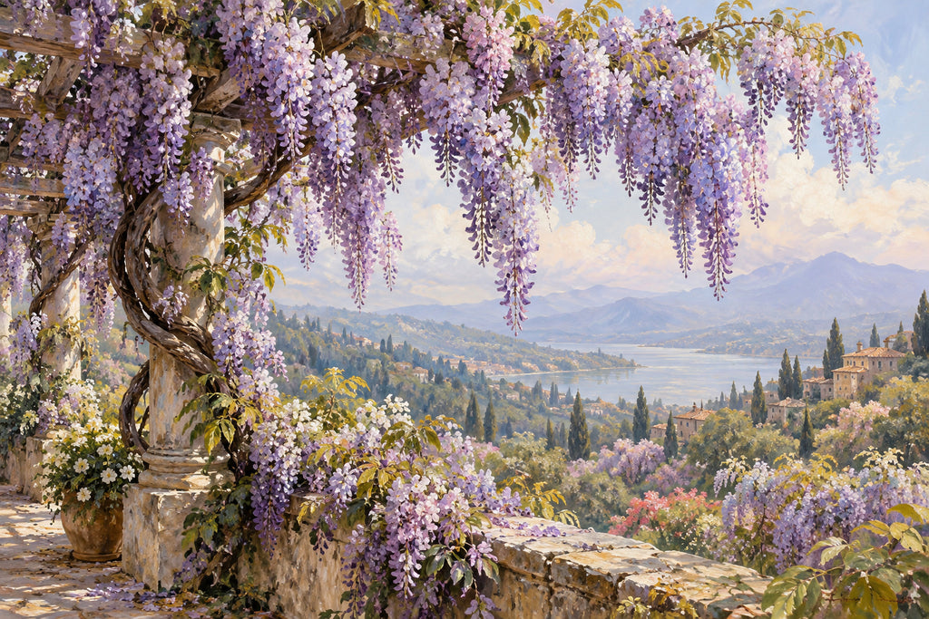 Wisteria Cascade — original horizontal canvas artwork