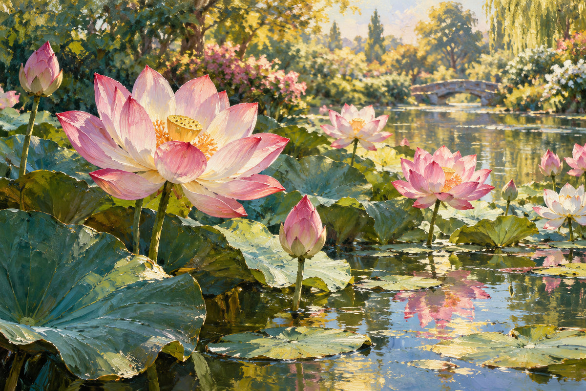 Lotus Reflection — original horizontal canvas artwork