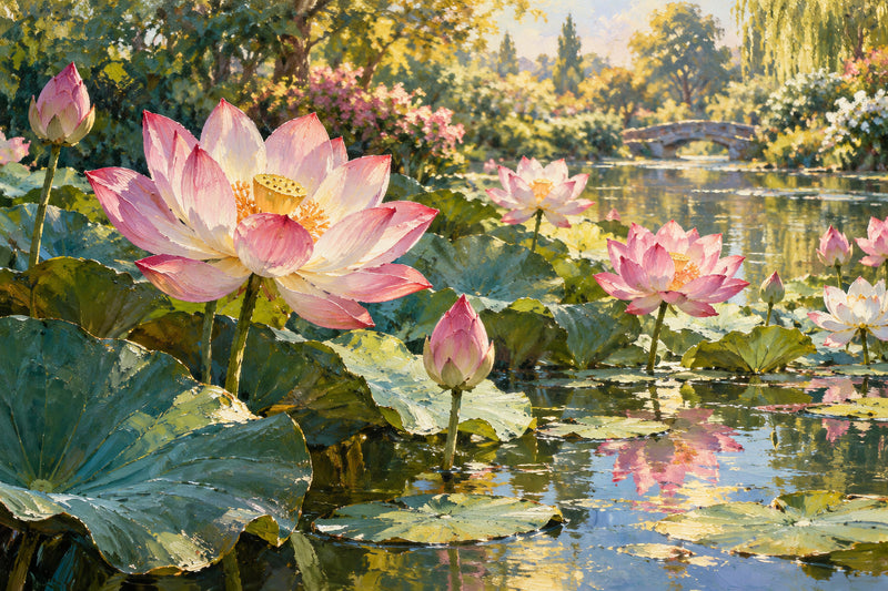 Lotus Reflection — original horizontal canvas artwork