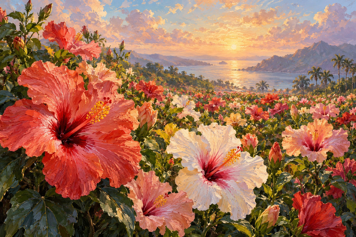Hibiscus Light — original horizontal canvas artwork