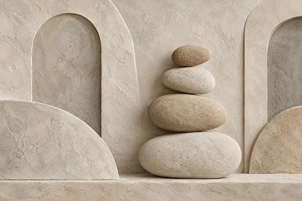Pebble Balance — original horizontal canvas artwork